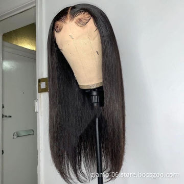 Free Shipping Silky Straight HD Lace Wig Preplucked Bleached Knots Brazilian Human Hair Full Lace Wig